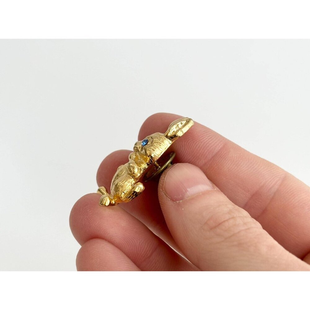 Little Bunny Rabbit | Hare Figural Green Vintage Jewelry Brooch | Lapel Pin - Picture 7 of 10